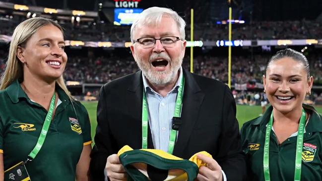 Australia's Ambassador to the US Kevin Rudd at Allegiant Stadium. Picture: X