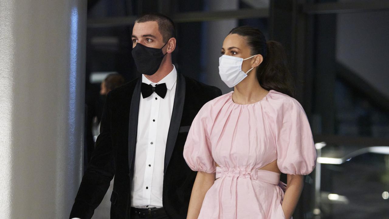 Taylor and Ellie Walker arrive at the Adelaide Crows Best and Fairest. Picture: Matt Loxton