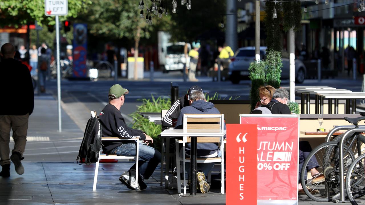 Morning coffee on Rundle St. Picture: Kelly Barnes