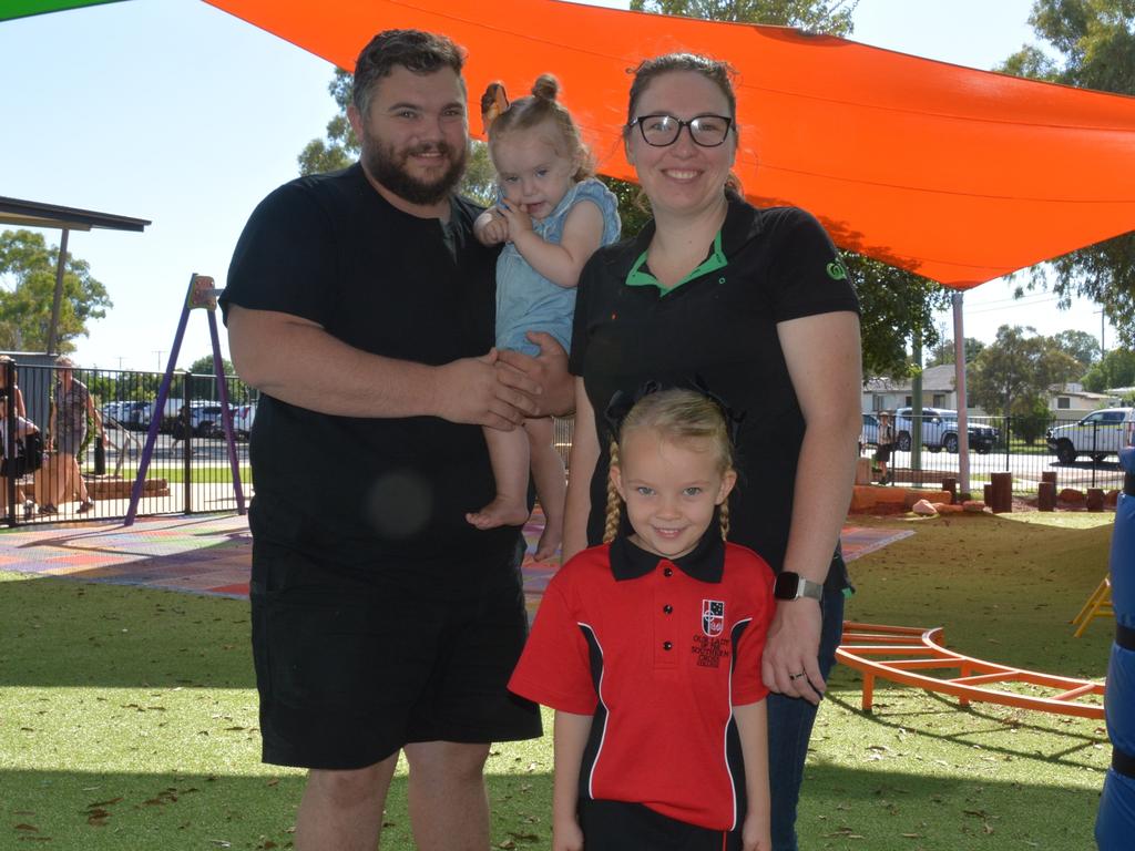 Veronica, Damon, Majella on the first day of school at Our Lady of Southern Cross College