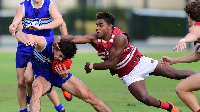 Kysaiah Pickett in action in a Messenger Shield clash for Prince Alfred College against Sacred Heart earlier this year. Picture: AAP/Mark Brake