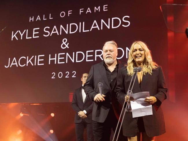 Jackie ‘O’ Henderson and Kyle Sandilands who were crowned best on-air team (FM) at the 33rd annual Australian Commercial Radio Awards. Picture: Supplied