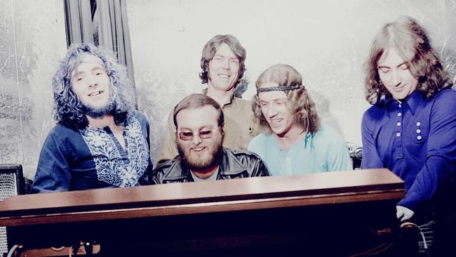 Fraternity, including Bruce Howe, centre, at Jonathans Night Club in Sydney. Picture: Philip Morris