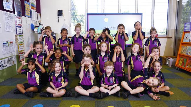 My First Year 2024: MacKillop Catholic College: prep R: back row: Jaxon, Shelby, Frankie, Amelie, Kalen, Anakin, Kai, Charlotte; middle row: Eden, Hazel, Leo, Madison, Ayaan, Macey, Jake; front: Amreet, Darcie, Orla, Ivar, Zoe, Harmony. Picture: Brendan Radke