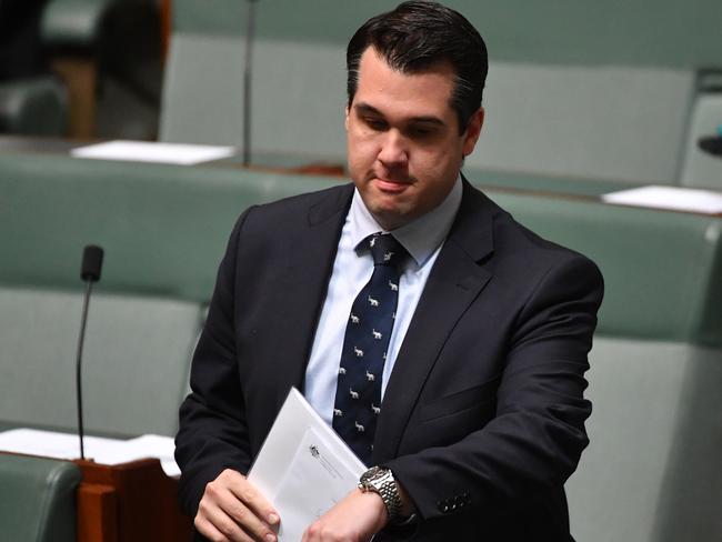 Assistant Minister to the Treasurer Michael Sukkar during Question Time in the House of Representatives last month. Picture: Mick Tsikas.