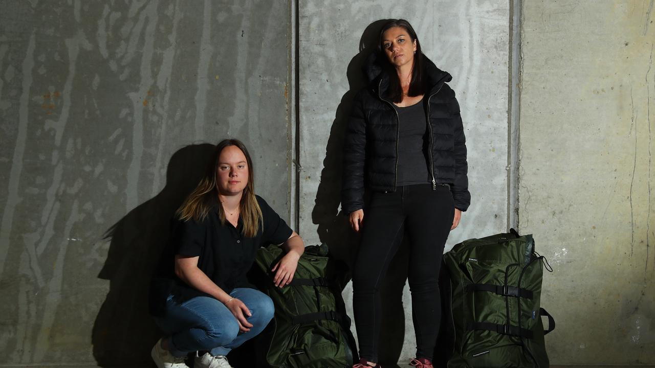 The Outpost board member Maggie O'Neill, left, and board chair Amy Flint slept rough for a week. Picture: Alison Wynd