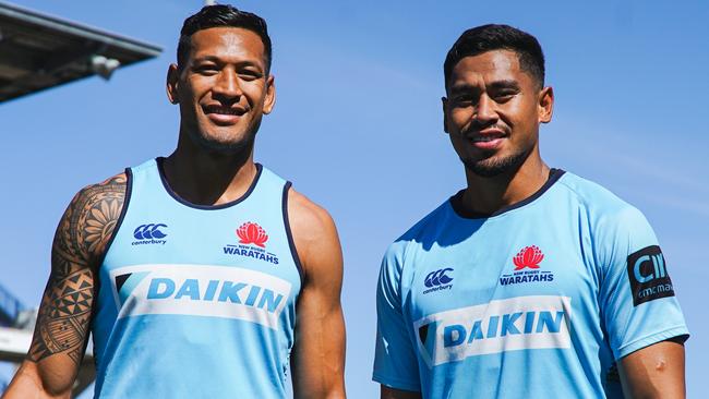 Israel Folau’s brother John, right, has been released by the Wallabies. Picture: AAP