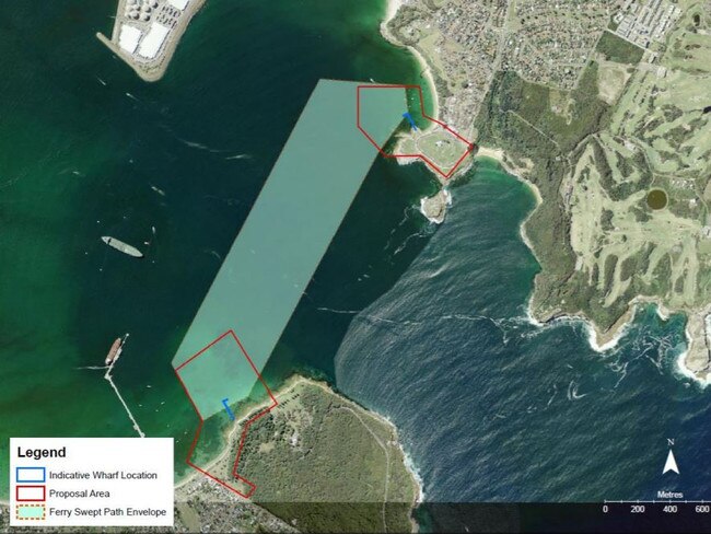 Image of the proposed new wharves and ferry route.