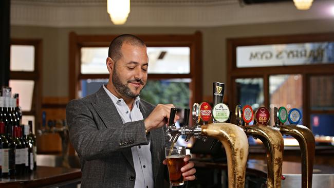 Sam Arnaout in the Hotel Steyne soon after he bought it for $65 million in 2019. (AAP Image/ Adam Yip)