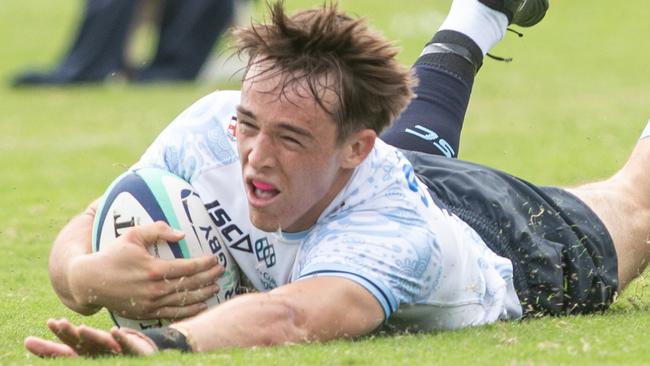 08/03/25. News Local. Sport. Daceyville, Sydney, NSW. Pics by Julian Andrews.Action pictures from the NSW Waratahs U20  V Western Force at Daceyville.TRY: Impressive fullback Brody McLaren scores