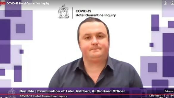 Luke Ashford appears as the Victorian hotel quarantine inquiry today.