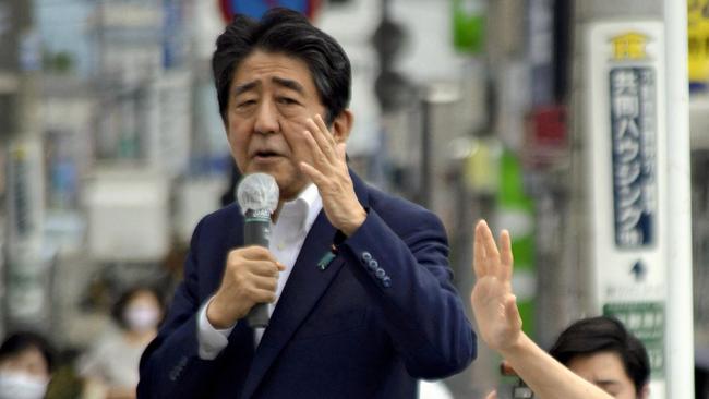 Former Japanese Prime Minister Shinzo Abe was shot while delivering a speech in Nara, south of Kyoto. Picture: AFP