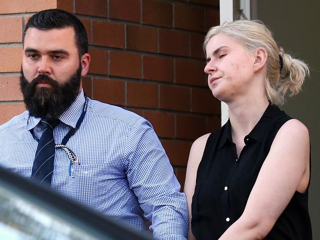 Simona Zafirovska leaves Ferny Grove police station after her arrest.