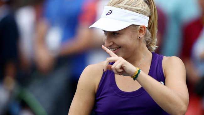 Daria Gavrilova got the better of German superstar Angelique Kerber at the sixth time of asking.