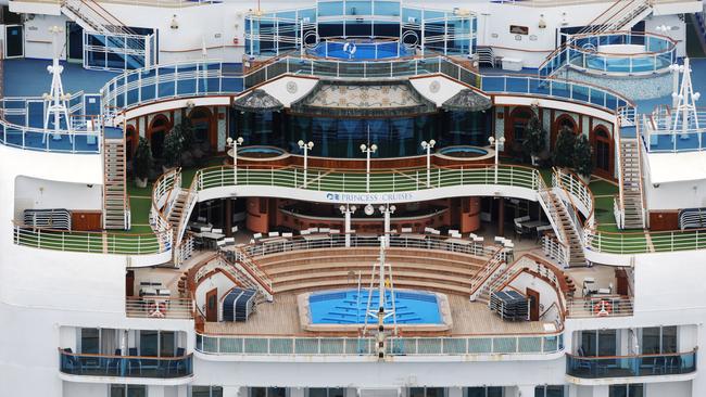 The Ruby Princess motors slowly off Wollongong on Friday. Picture: Simon Bullard