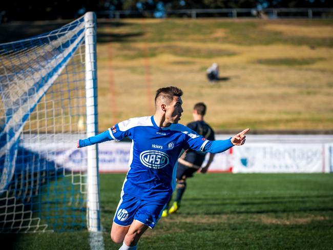 Sanchez scoring the only goal in the deciding game against Sydney United 58. Picture: Football NSW