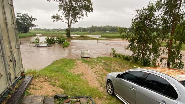 Sandra Goeldner and Wade Stafford's Finch Hatton home became an island when a swollen Cattle Creek breached its banks and flooded the region. This image shows the yarn once water receded. Picture supplied by Sandra Goeldner