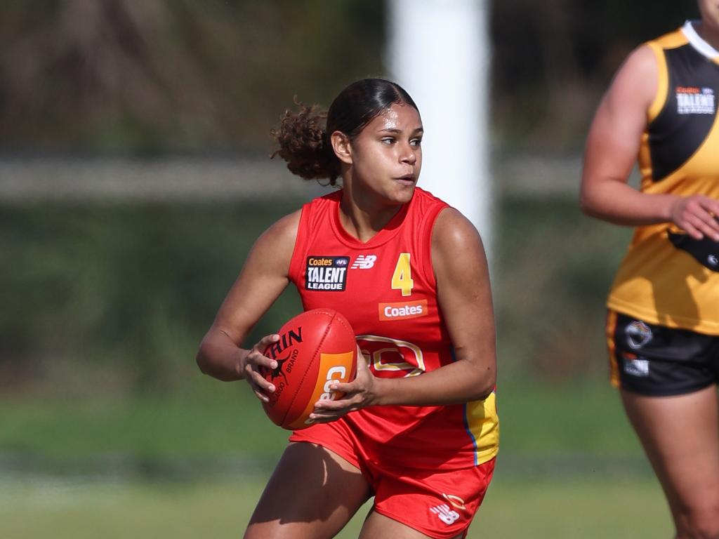 Heidi Talbot of the Gold Coast Suns U18 women's academy in action during the 2024 Coates Talent League. Picture: Rob Lawson/AFL Photos.