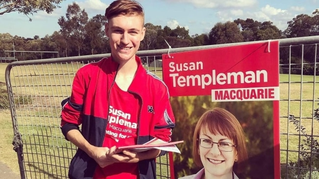 Social media photos of Mr Wright dressed in Labor gear handing out flyers for his local member, Susan Templeman. Picture: Supplied