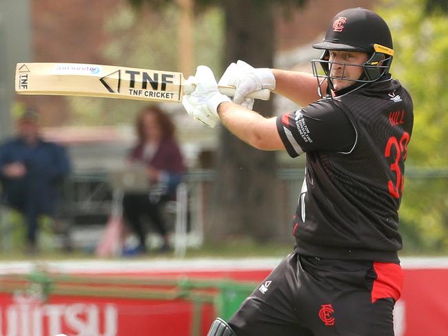 Premier Cricket: Essendon v Camberwell Magpies: Michael Hill of Essendon of batting Saturday, February 27, 2021, in Essendon, Victoria, Australia. Picture: Hamish Blair