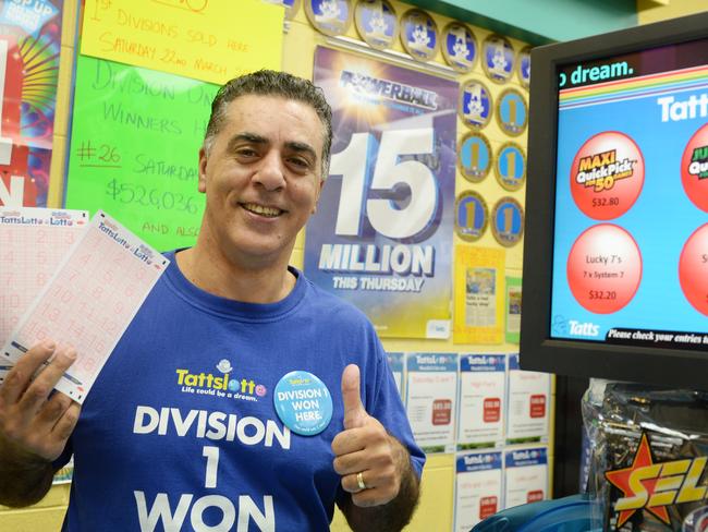 A Hoppers Crossing store sold two division one winning tickets in one night. Owner Carlo said his store did not have a buddah like most lotto stores, instead people rubbed the workers' hands for luck. Photo: Kris Reichl