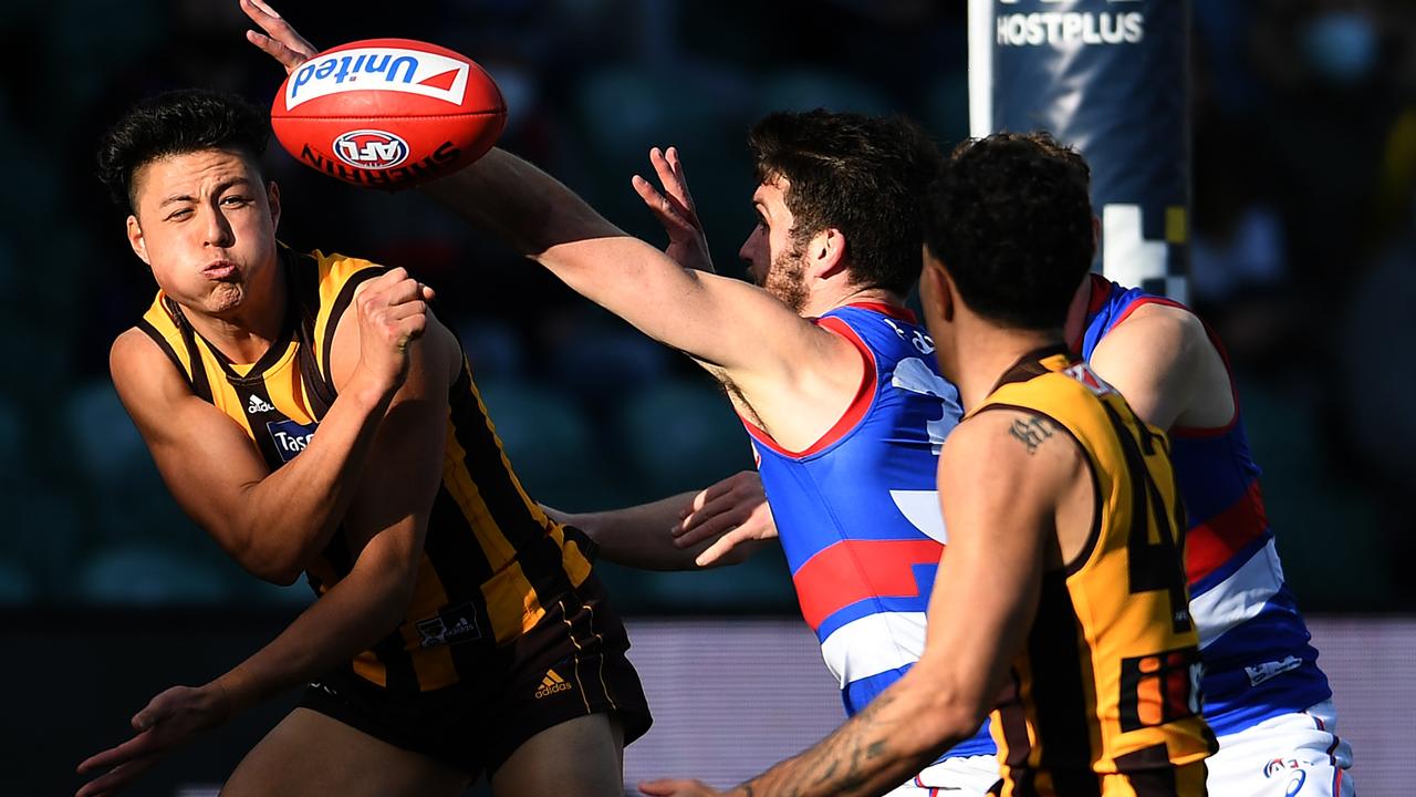 Connor Downie had limited senior opportunities in his first season at Hawthorn. Picture: AFL Photos/via Getty Images