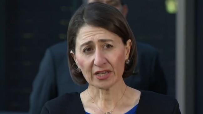 NSW Premier Gladys Berejiklian speaks to media this morning.