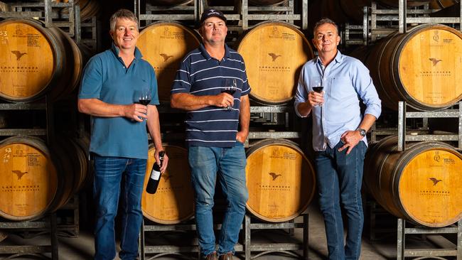 The Follett brothers of Lake Breeze, from left, winemaker Greg, vineyard manager Tim and managing director Roger. Picture: John Krüger