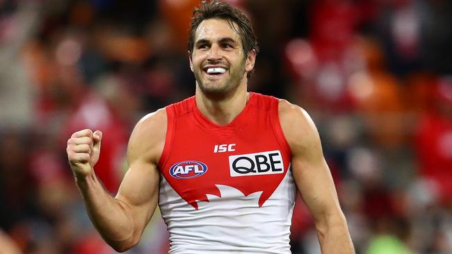 Josh Kennedy enjoys Sydney’s win over GWS.