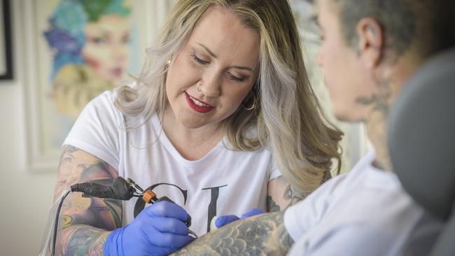Aleisha Gannon from Hackney studio Ink Haus was voted SA's best tattoo artist 2020. Picture: Roy Van Der Vegt