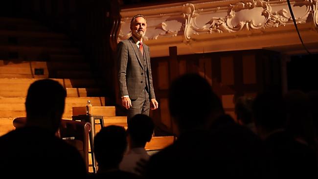 Jordan Peterson speaking at the Auckland Town Hall in New Zealand in 2019.