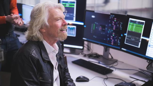 Sir Richard Branson at Virgin launch control.