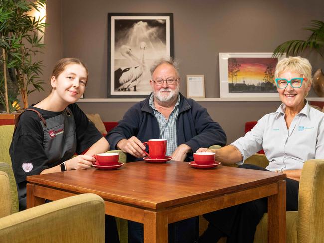 29-04-2025 Cost of living voxpop, nurse / barista Paige Leggatt, Semi retired / transport Michael Menzies and business owner Elaine Munro. Picture: Brad Fleet