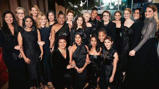 Stars dressed in black for the Time’s Up protest at the 2018 Golden Globes. Picture: Instagram/Reese Witherspoon