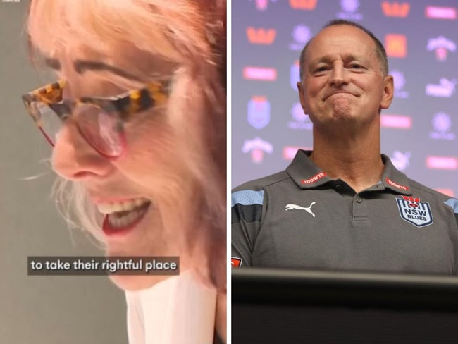 The train announcer and NSW coach Michael Maguire. Photos: Instragram/News Corp