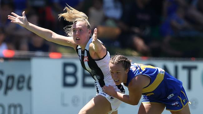 Collingwood's AFLW players were forced to play in a brutal Covid bubble. Picture: Paul Kane/Getty Images