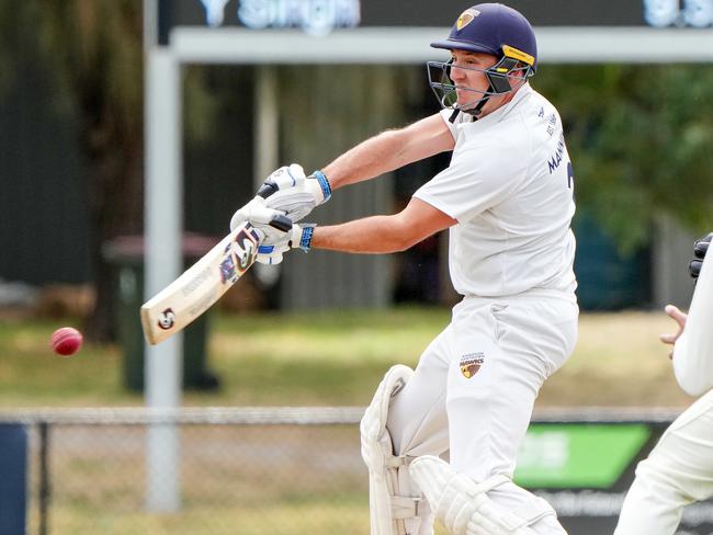 Premier Cricket: Kingston Hawthorn v Melbourne University at Walter Galt Reserve. Josh Manning of Kingston Hawthorn batting.Picture : George Sal