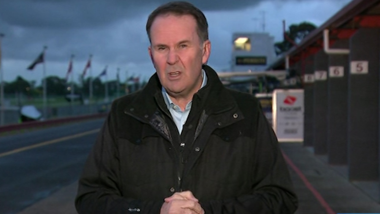 Jones’ live cross was excruciatingly awkward. Picture: Channel 9