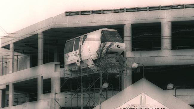 December 1988: The Broadbeach monorail station was under construction.