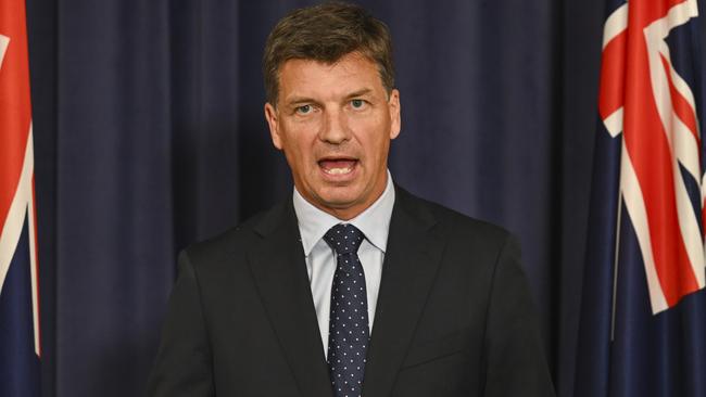 Opposition treasury spokesman Angus Taylor has blasted federal government spending after the MYEFO statement. Picture: NewsWire / Martin Ollman