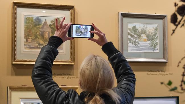 King Charles's watercolour collection at the King's Foundation Christmas shop at the Garrison Chapel in London. Picture: Jacquelin Magnay