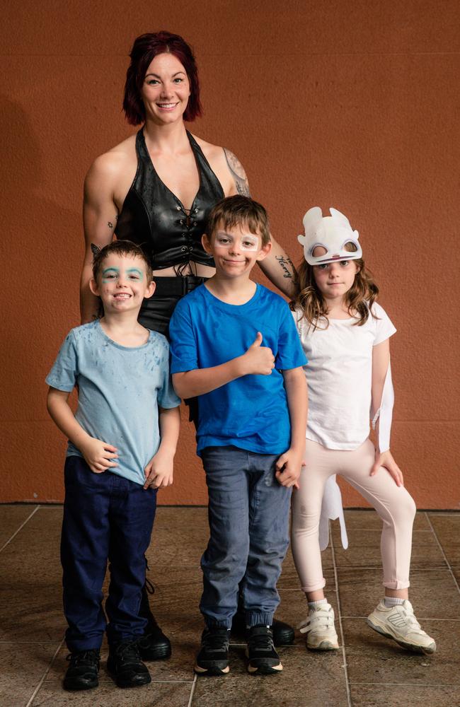 Laani Nicholls, Jake Wright, Leroy Wright and Sadie Wright all got dressed up in character for TROPiCON. at the Darwin Entertainment Center Picture: Glenn Campbell