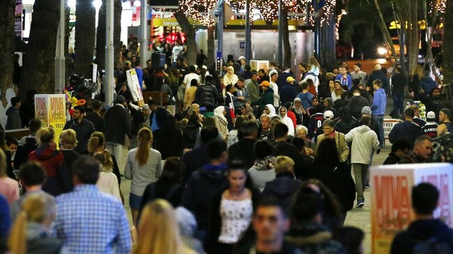 A big crowd in Surfers Paradise Safe Night Precinct.