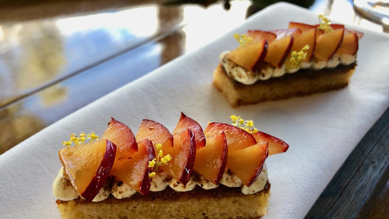 Plum, brioche, sour cream at Hentley Farm restaurant, Barossa Valley