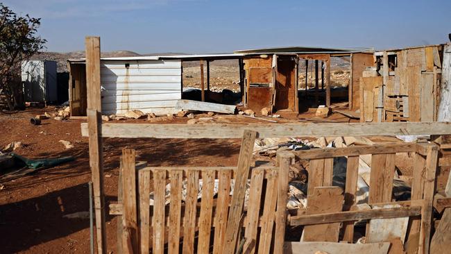 Shacks are damaged more than a week after Jewish settlers attacked the occupied West Bank village of Wadi al Seeq, on October 24, 2023. Picture: AFP