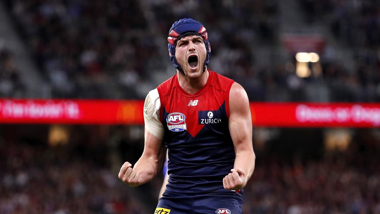 Melbourne premiership player Angus Brayshaw has been forced to retire aged 28 due to the effects of his latest concussion. Picture: Dylan Burns / Getty Images