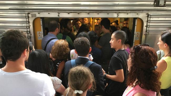 Commuters pile in at Central. Picture: Jeff Darmanin