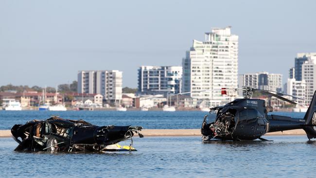 A report has revealed what led two helicopters to collide at Sea World on the Gold Coast on January 2. Picture: NCA NewsWire / Scott Powick