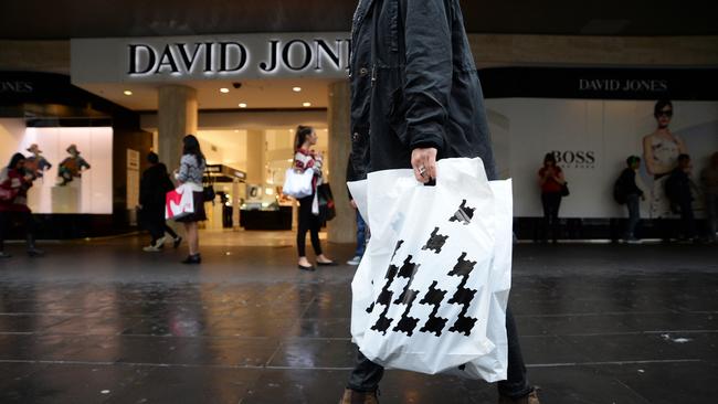 A customer walks past David Jones’s flagship Bourke Street Mall store in Melbourne. Picture: Bloomberg