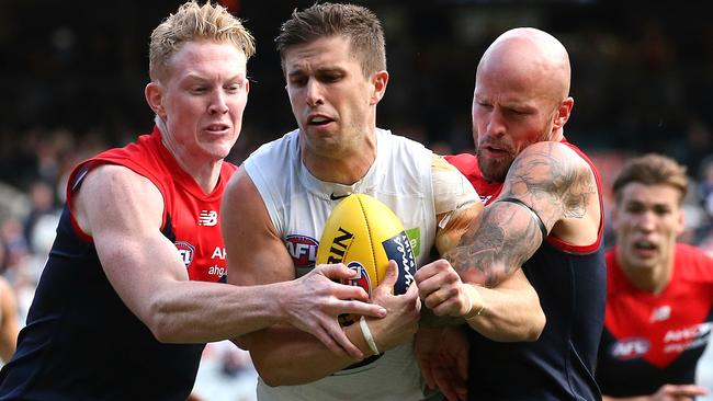 Marc Murphy had 31 disposals against Melbourne in Round 2. Picture: Wayne Ludbey